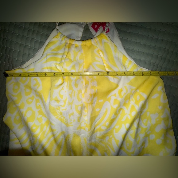 LILLY PULITZER Target Yellow white Pineapple Punch rope w gold trim tank sz Med - Picture 3 of 11